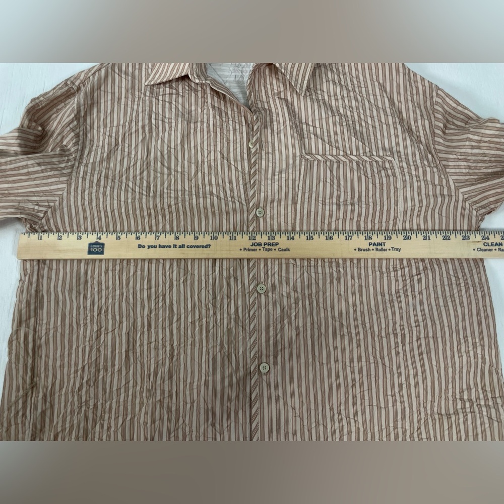 Zara Oversized Button Down Shirt Wrinkle Style Tan Apricot Striped Women’s‎ XS - Picture 14 of 16